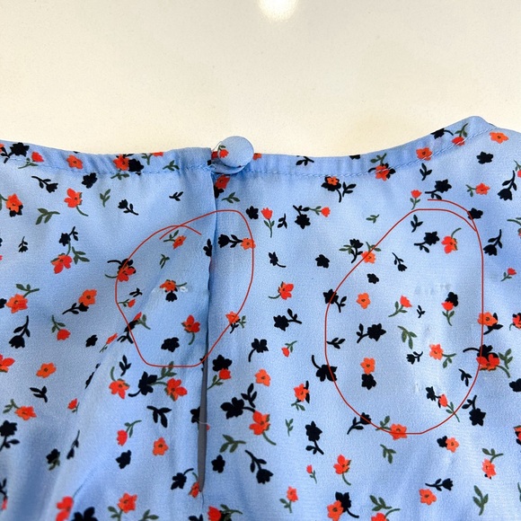 Veronica Beard Lila Silk Puff-Sleeve Flounce Dress Blue Multi Size 12 NWT - Picture 14 of 14